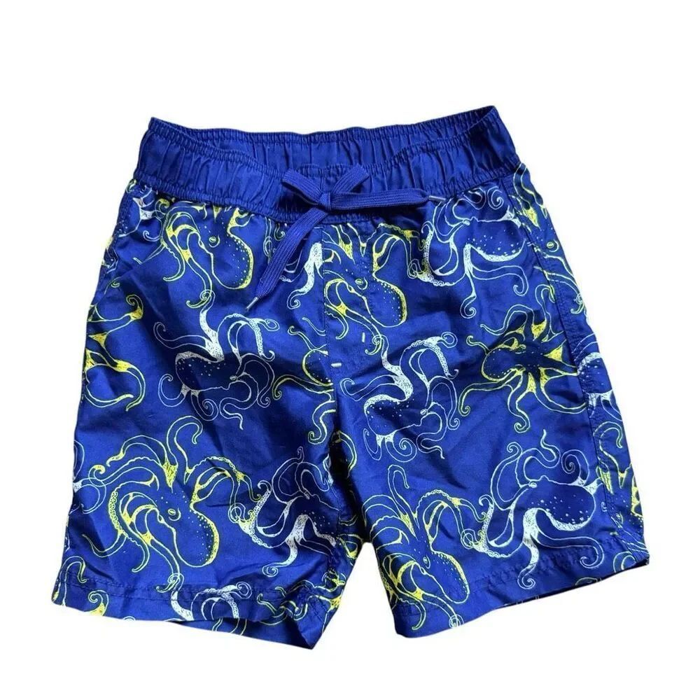 Youth Boys Gymboree Octopus Nautical Print Swimming Board Trunks - Sz 7